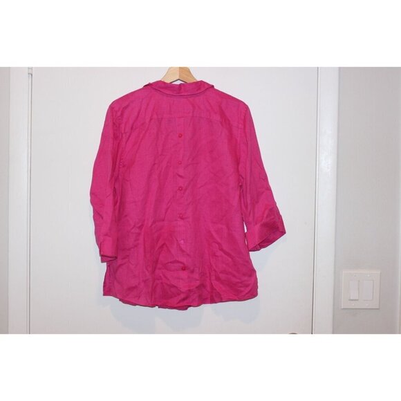 Chicos Womens Button-Up Fuchsia Linen Shirt Size 2x - Picture 4 of 9